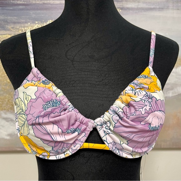 CUPSHE Suit, bikini, Purple/orange flower design, Size L - Picture 3 of 11